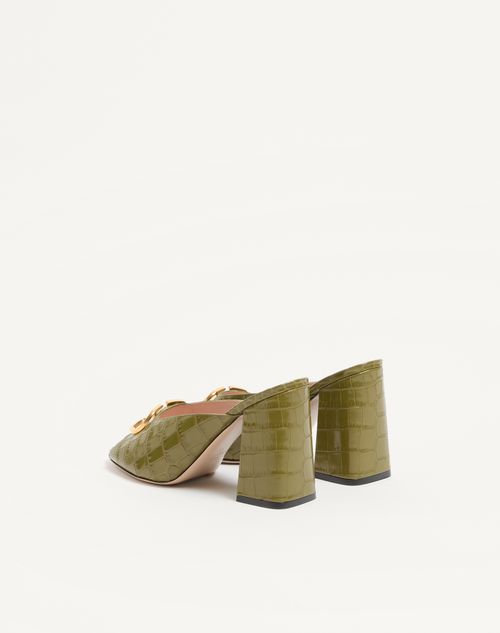 Valentino Garavani - Vlogo Signature Slide Sandal In Printed Calfskin 95mm - Green - Woman - Sandals